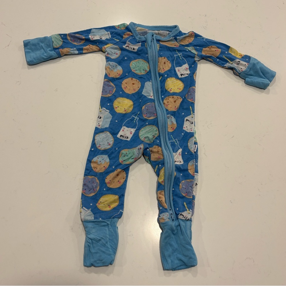 Little Sleepies Blue Cookies & Milk Newborn Zippy